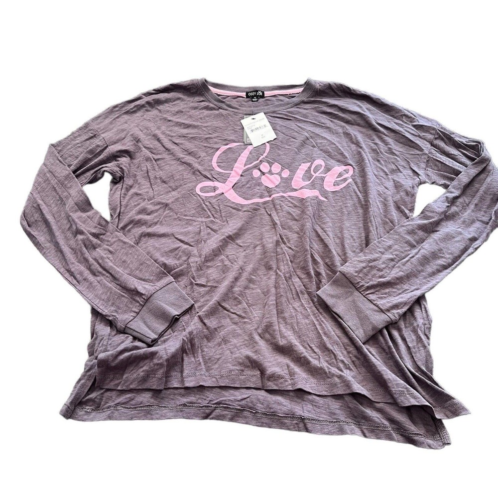 Crazy Zoe “Love” Long Sleeve Dover Lover Pajama Top Medium
